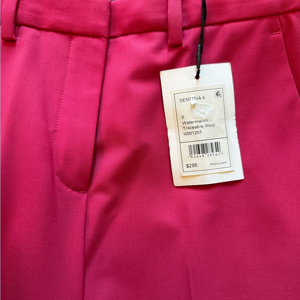 Theory DEMITRIA 4 Size 0 watermelon pink 
Traceable Wool pant NWT - Picture 3 of 4
